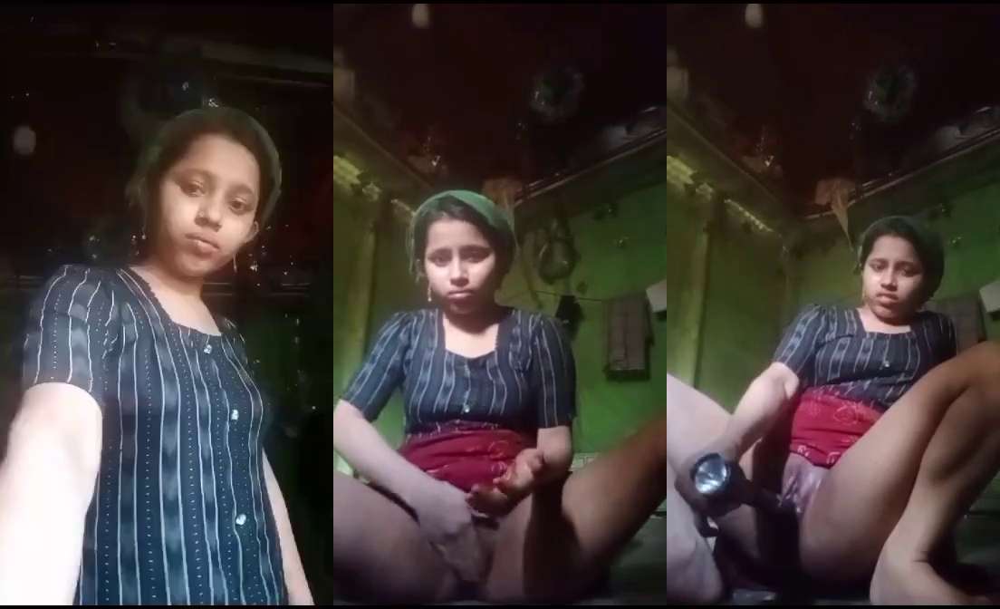 Sexy Innocent Girl Masturbating with Torch Light XXX Video
